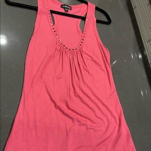 Bebe Razorback Tank with Jeweled Neckline